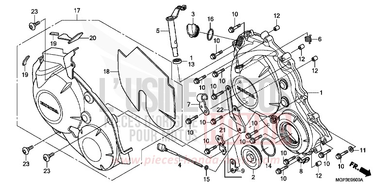 PANNEAU CARTER-MOTEUR D. von CBR1000RR "Fireblade" ROSS WHITE (NH196KA) von 2013